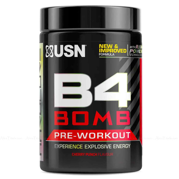 USN B4Bomb Pre-Workout Cherry Powerful Energy Focus Supplement Formula Pack 300g