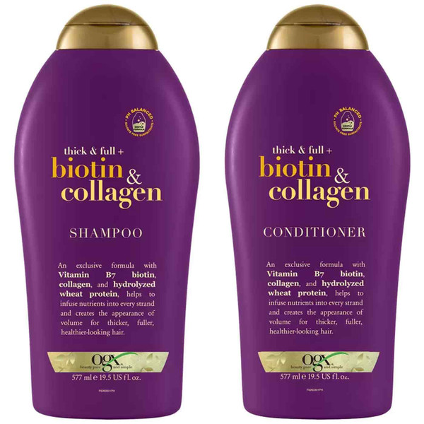 OGX Biotin &Collagen Shampoo &Conditioner Unique Precious Formula Pack 2x577ml