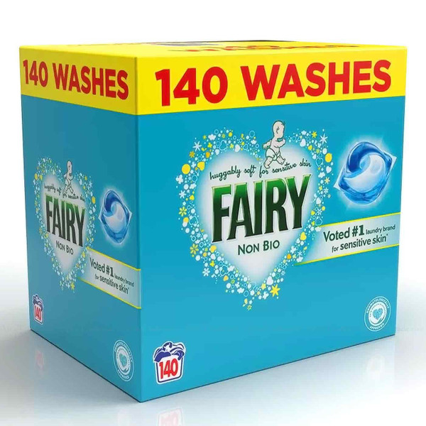 Fairy Non Bio Pods Clothes Detergent Cleaning Power Washing Capsule Pack 140 Pcs