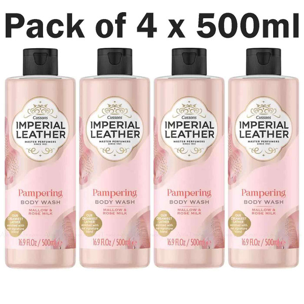 Imperial Leather Pampering Body Wash with Mallow & Rose Milk Pack of 4 x 500ml
