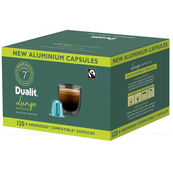 Dualit Aluminium Coffee Drink Cup Aluminium Capsules Lungo Strong Pack 120 Pods