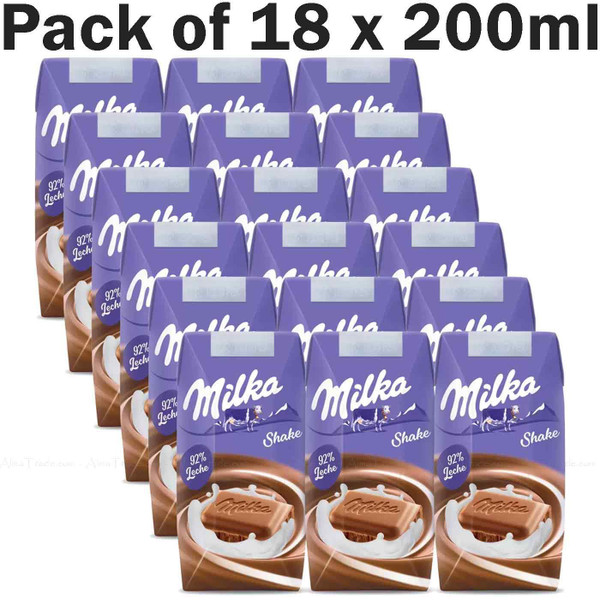 Milka Shake Chocolate Creamy Flavour Milkshake Ready to Go Cartons Pack 18x200ml