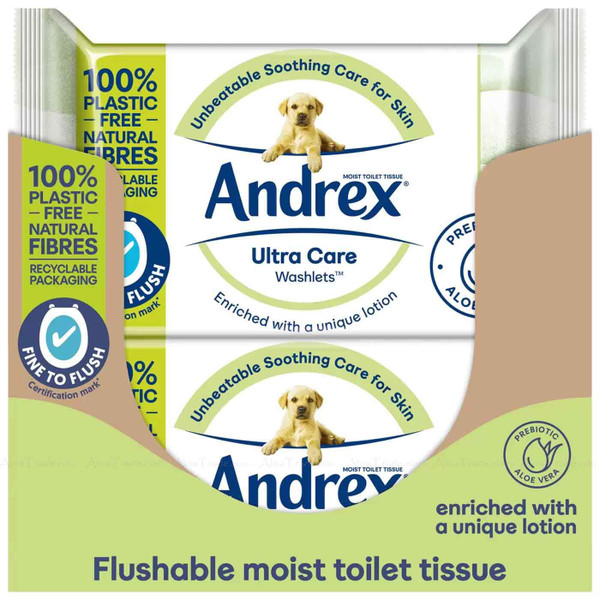 Andrex Ultra Care Washlets Moist Toilet Skin Tissue Fresh 12x 36 Wipes Total 432