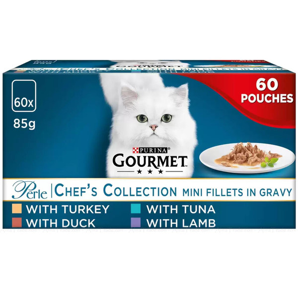Purina Gourmet Perle Cat Food Chef's Fish & Meat Mixed Collection Pouches 60x85g