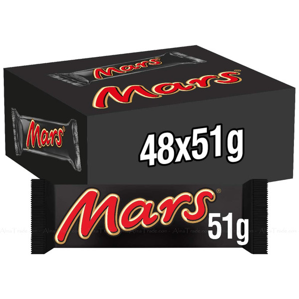 Mars Milk Chocolate Bars Box Soft Nougat Creamy Caramel Centre - Pack of 48x51g
