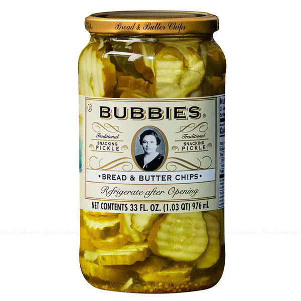 Bubbies Bread & Butter Traditional Snacking Cucumber Pickle Chips Jar Pack 935g