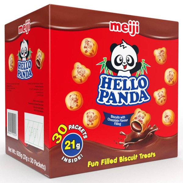 Meiji Hello Panda Chocolate Filling Biscuits Bite Size Treat Packets Pack 30x21g