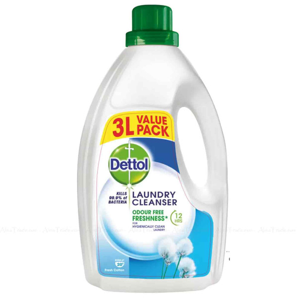 Dettol Laundry Cleanser Kill 99.9% Bactria Washing Fresh Cotton Scent Pack 3L