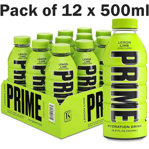 PRIME Hydration Lemon Lime Flavour Drink KSI & Logan Paul Bottle Pack 12 x 500ml