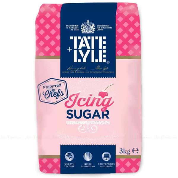 Tate and Lyle Sweet Icing Sugar Fairtrade Smooth Sweet Topping Filling Pack 3kg 