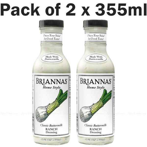 Briannas Home Style Classic Buttermilk Ranch Dressing Sauce Salad Pack 2 x 355ml