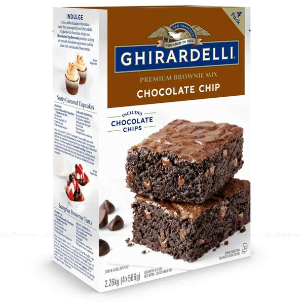 Ghirardelli Triple Chocolate Chips Premium Brownie Mix Cake 4 x 566g Pack 2.26kg