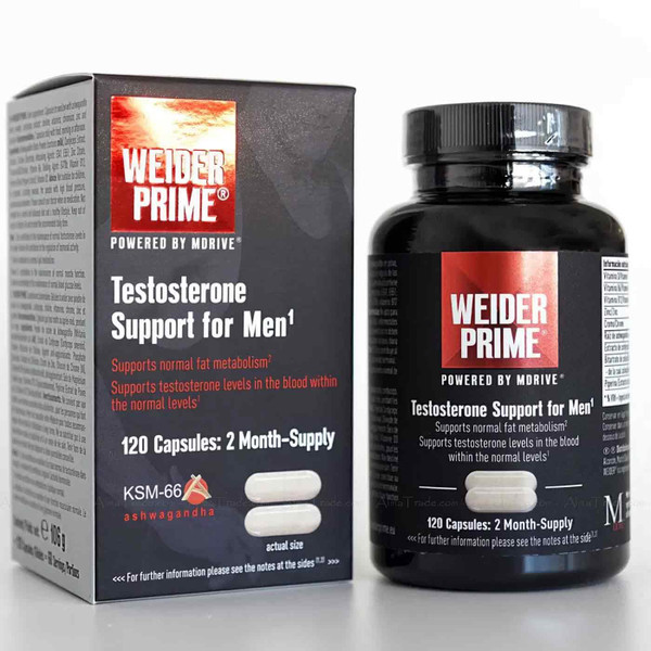 Weider Prime Testosterone Support Blood Levels for Men Vitamin Pack 120 Tablets