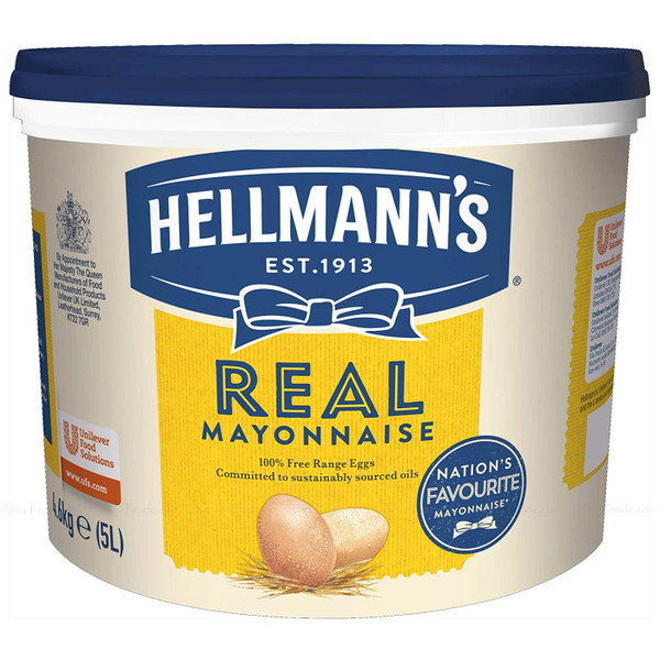 Hellmann's Real Mayonnaise Creamy Mayo Sauce Sandwich Salad Burger Tub Pack 5ltr