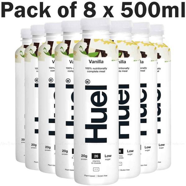 Huel Ready to Drink Vanilla Low Sugar Protein Vegan Juice Bottles Pack 8x500ml