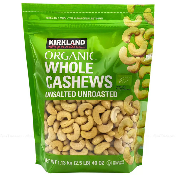 Kirkland Signature Organic Whole Cashews Unsalted Unroasted Nuts Bag Pack 1.13kg