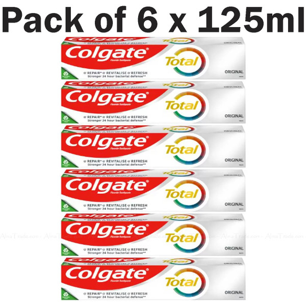 Colgate Total Original Toothpaste Mouth Health Teeth Gum Protection Pack 6x125ml