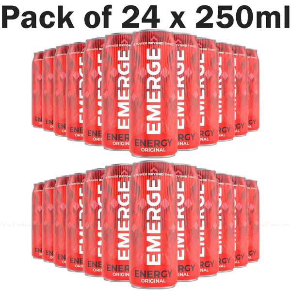 Emerge Energy Original Power Drink Mixed Fruit Flavour Cans Set Pack 24 x 250ml