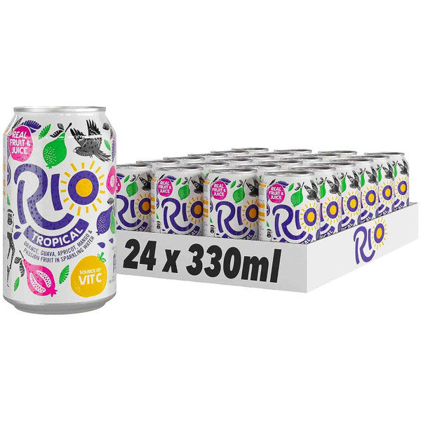 Rio Tropical Soft Drink Orange Guava Apricot Mango Passion Fruit Pack 24 x 330ml