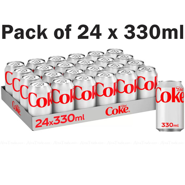 Coca-Cola Diet Coke No Sugar Sparkling Soft Drink Taste Cans Seal Pack 24x330ml