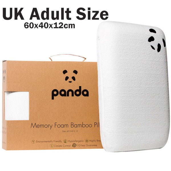 Panda Memory Foam Bamboo Pillow Tripe Layer Luxury Hypoallergenic Antibacterial