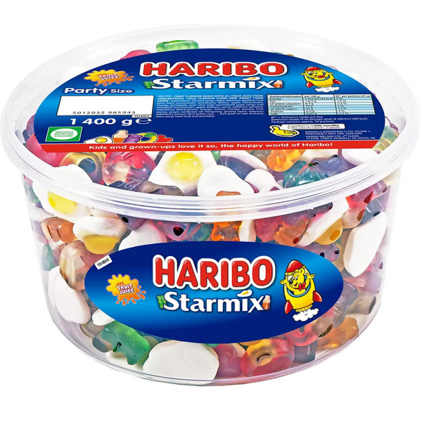 Haribo Starmix Mix Candy Fruit Cola Jelly Sweets Treat Party Size Tub Pack 1.4Kg