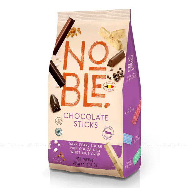 Noble Belgian Chocolate Sticks Dark Pearl Sugar Milk Cocoa Nibs White Pack 400g