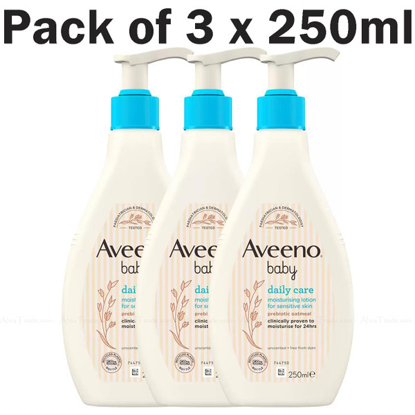 Aveeno Baby Daily Care Moisturising Lotion Sensitive Skin Newborn Pack 3 x 250ml