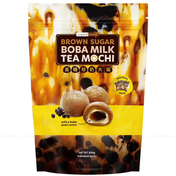 Tropical Fields Boba Pearl Center Milk Tea Mochi Brown Sugar Soft Chewy Pack900g