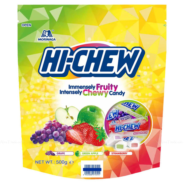 Hi-Chew Assorted Chewy Sweets Mix Fruity Flavours Double Layer Candy Pack 500g