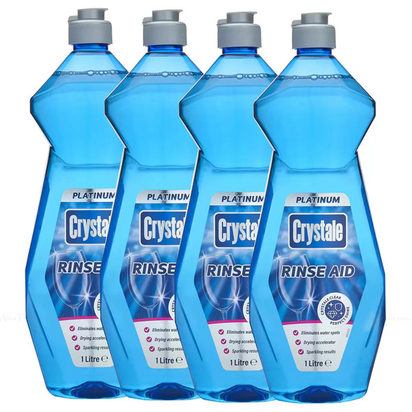 Crystale Platinum Dishwasher Rinse Aid Dishes Shine Clear Sparkling Pack 4 x 1L