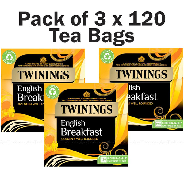 Twinings English Breakfast Black Tea Golden & Well Rounded Taste Pack 3x120 Bags