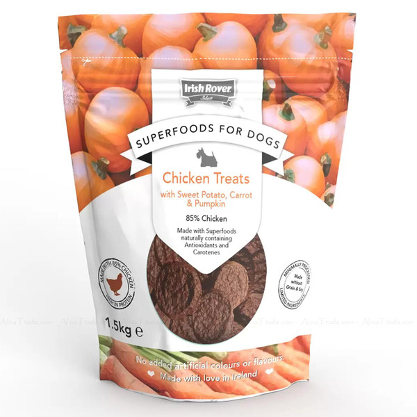 Irish Rover Superfoods Dogs Chicken Treat Sweet Potato Carrot Pumpkin Pack 1.5kg