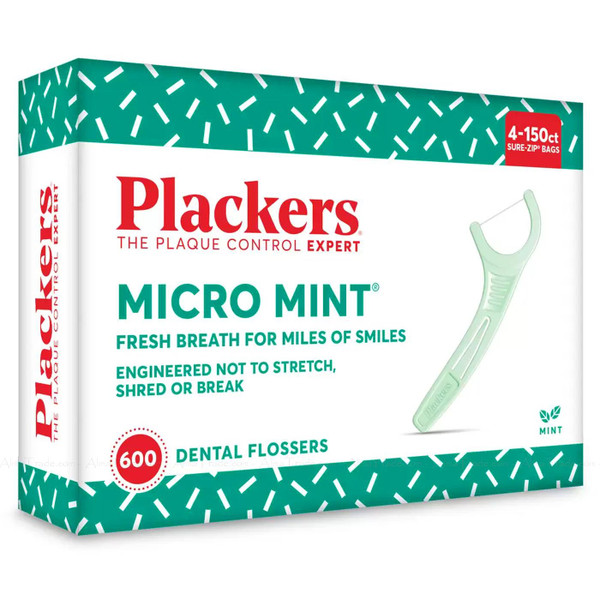 Plackers Micro Mint Dental Tooth Flossers Foldable Toothpick Travel Case 600 Pcs