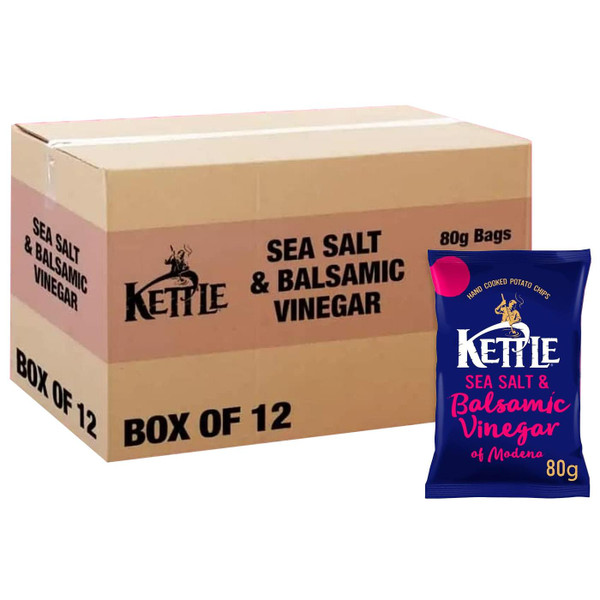 Kettle Chips Sea Salt & Balsamic Vinegar of Modena Potato Crisp Box Pack 12x80g