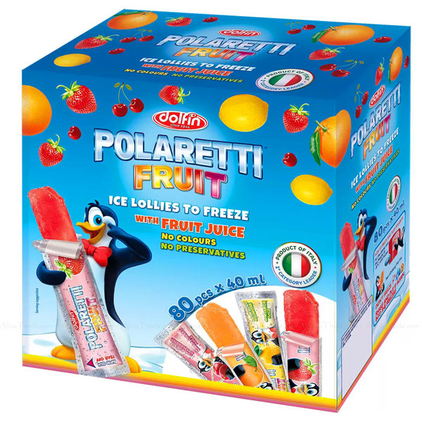 Dolfin Polaretti Real Fruit Juice Freezer Pops Ice Lollies Freeze Pack 80 x 40ml