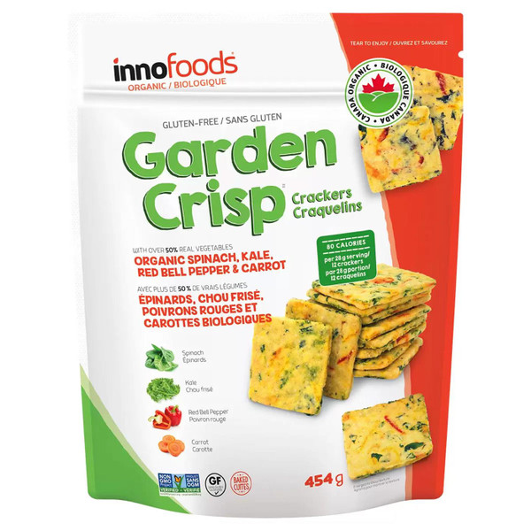 Inno Foods Organic Garden Crisp Crackers Vegan Gluten Free Crispy Snack Pack454g