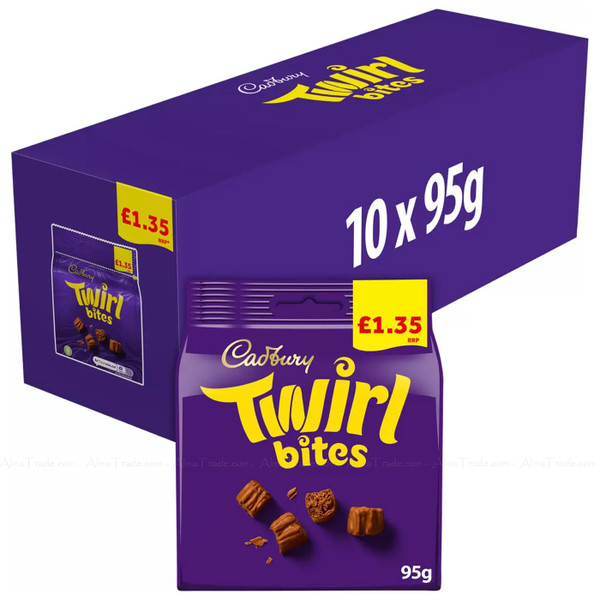 Cadbury Twirl Bites Dairy Milk Chocolate Smooth Soft Snack Bags Pack 10 x 95g