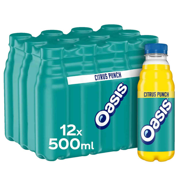 Oasis Citrus Punch Sport Bottles Refreshing Flavour Taste Set Pack 12 x 500ml