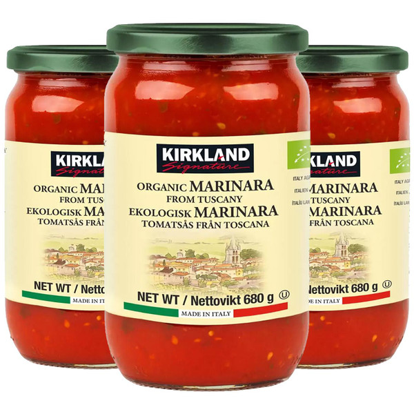 Kirkland Signature Organic Marinara Italian Sauce Jars Tuscan-Grown Pack 3x680g