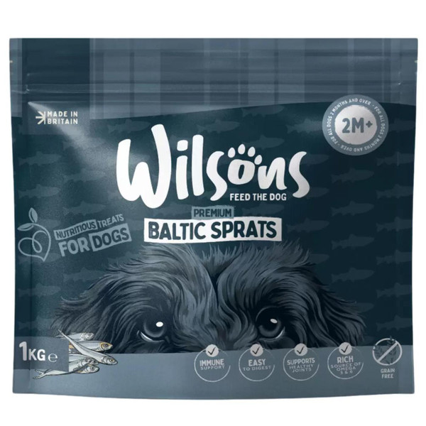 Wilsons Premium Baltic Sprats for Dogs Treat Snack Rich Omega Natural Pack 1kg