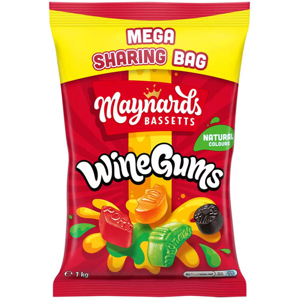 Maynards Wine Gums Fruit Juice Flavoured Sweet Snack Natural Colour Bag Pack 1kg