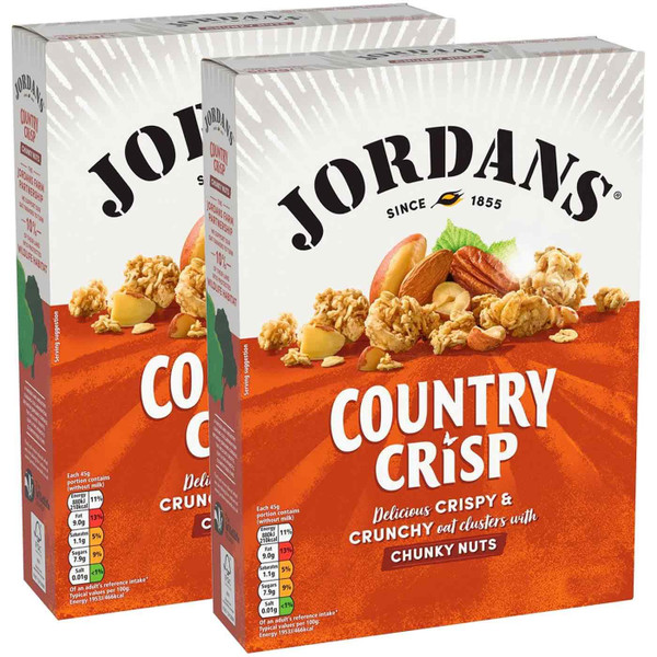 Jordans Country Crisp Chunky Nuts Oat Clusters Wholegrain Cereal Pack of 2x 850g