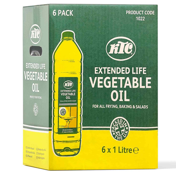 KTC Vegetable Oil Extended Life Frying Baking Salad Cooking Bottles Pack 6 x 1L