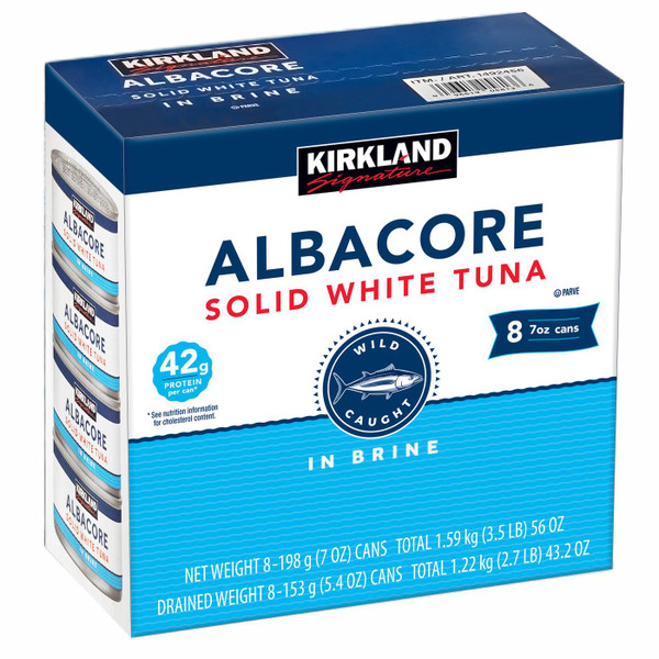 Kirkland Signature Albacore Solid White Tuna in Brine Drained Fish Pack 8 x 198g