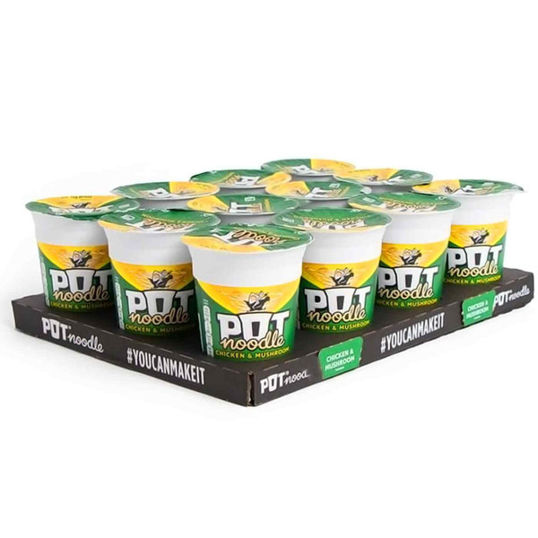 Pot Noodle Chicken & Mushroom Flavour Instant Quick Easy Tasty Meal Pack 12x90g