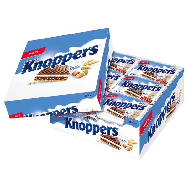 Storck Knoppers Chocolate Sandwich Filled Hazelnut Wafer Biscuits Pack 24 x 25g