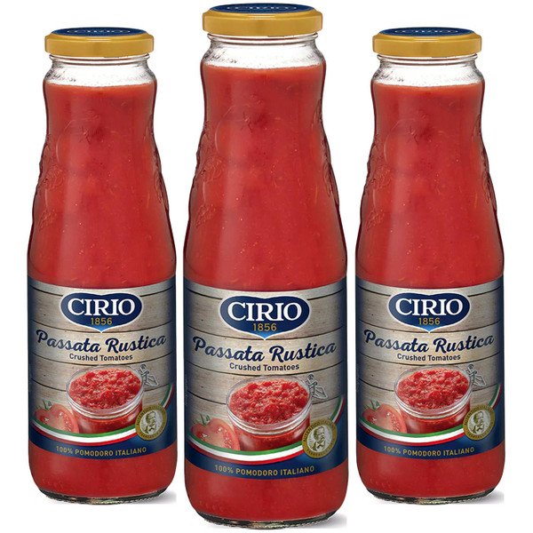 Cirio Passata Rustica Crushed Tomatoes Natural Italian Glass Bottle Pack 3 x 680