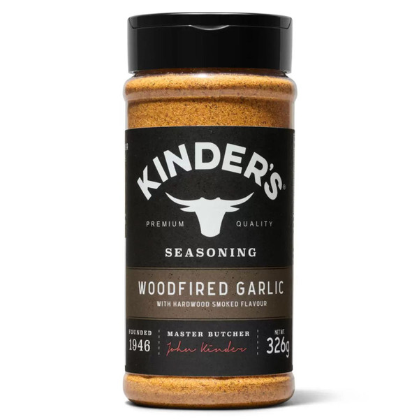 Kinder's Woodfired Garlic Seasoning Hardwood Smoked Flavour Spice Herb Pack 347g