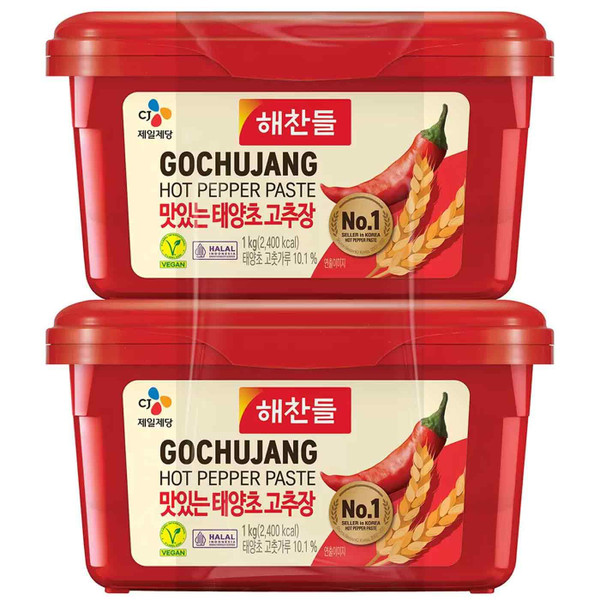 CJ Foods Gochujang Hot Red Pepper Paste Sun-Dried Sauce Vegan Korean Pack 2x1kg